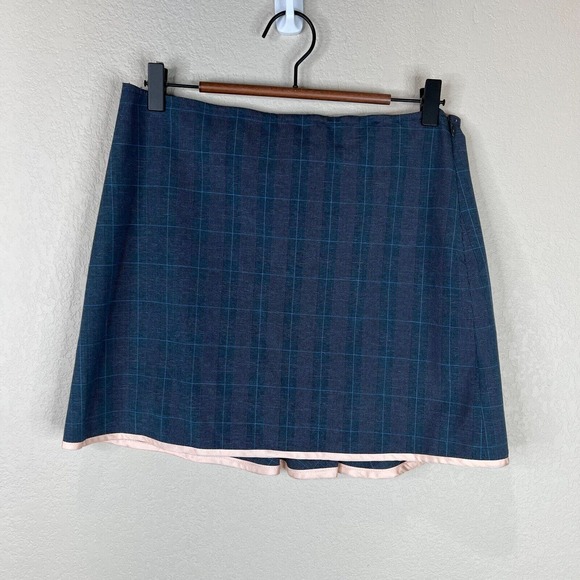 Rebecca Taylor Mini Skirt 6 Women's Plaid Pattern Flat Front Blue‎ Pink Y2K - Picture 1 of 10